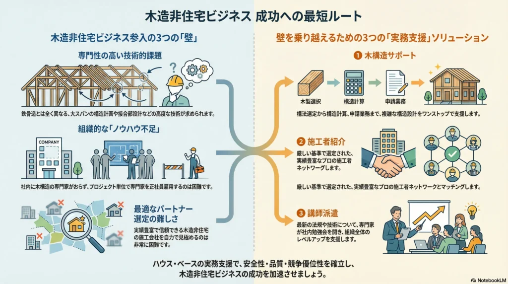 【実務支援】木造非住宅の木構造・施工者紹介・講師でHBが貢献