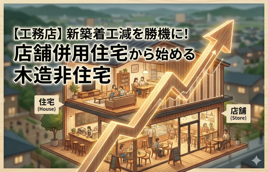 【工務店】新築着工減を勝機に！店舗併用住宅から始める木造非住宅