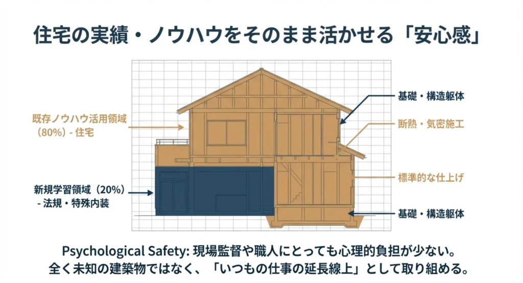 住宅の実績・ノウハウをそのまま活かせる強み 