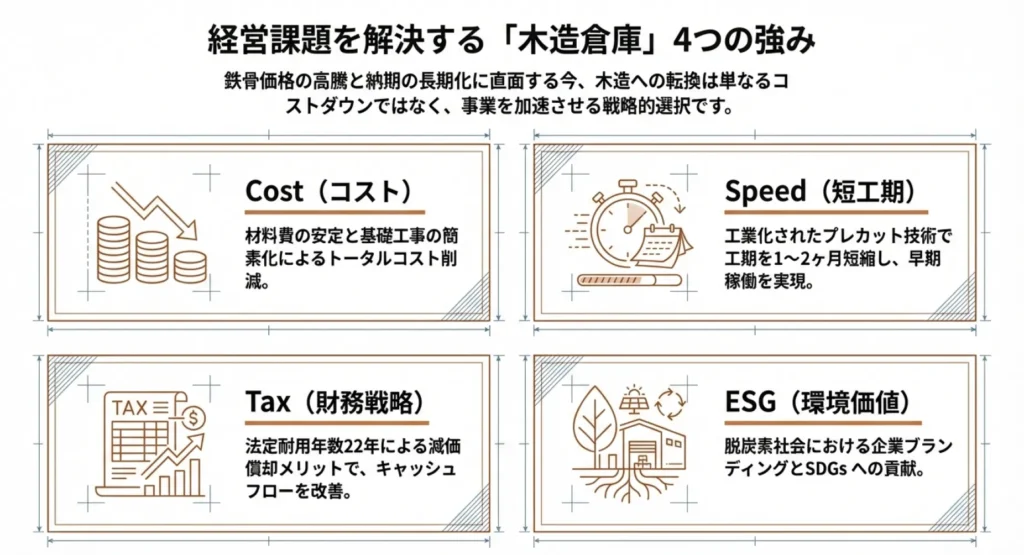 【市場背景】なぜ今、倉庫建築で「木造」が選ばれるのか？