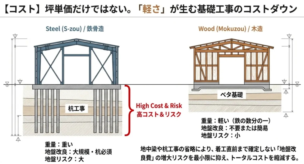 構造躯体だけではない！基礎工事費を抑える「軽さ」の秘密