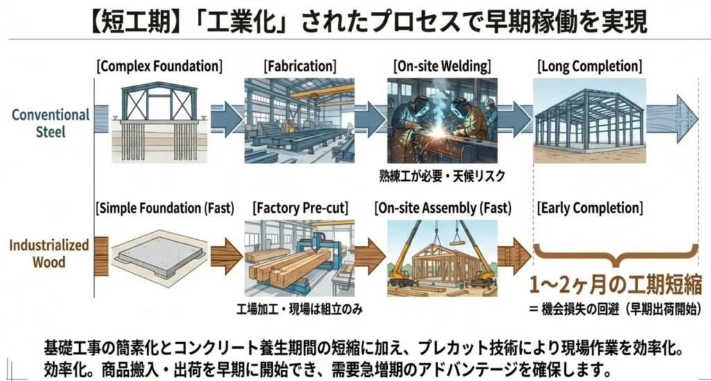 【工期短縮】鉄骨造より「早く」完成させるプロセス