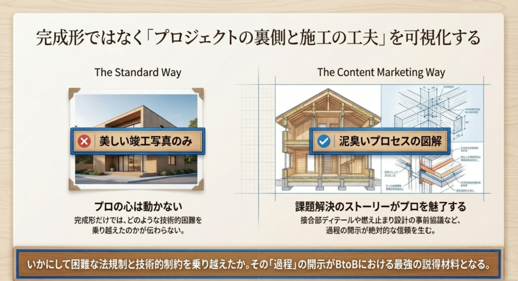 プロジェクトの裏側や施工の工夫を可視化する